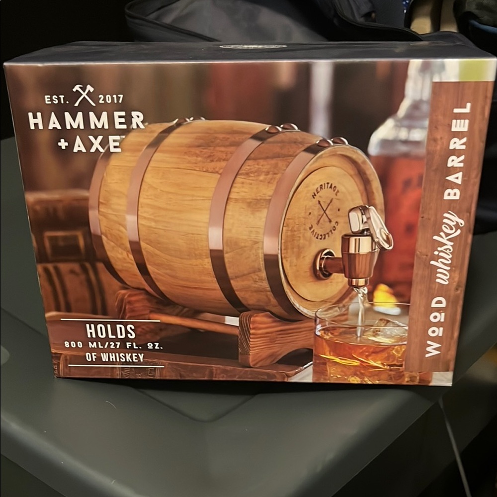 Hammer & Axe Wood Whiskey Barrel Spirit Infuser Container- 800 ml - 27 FL OZ